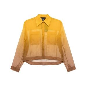 MaxMara Yellow and Brown Sheer Blouse